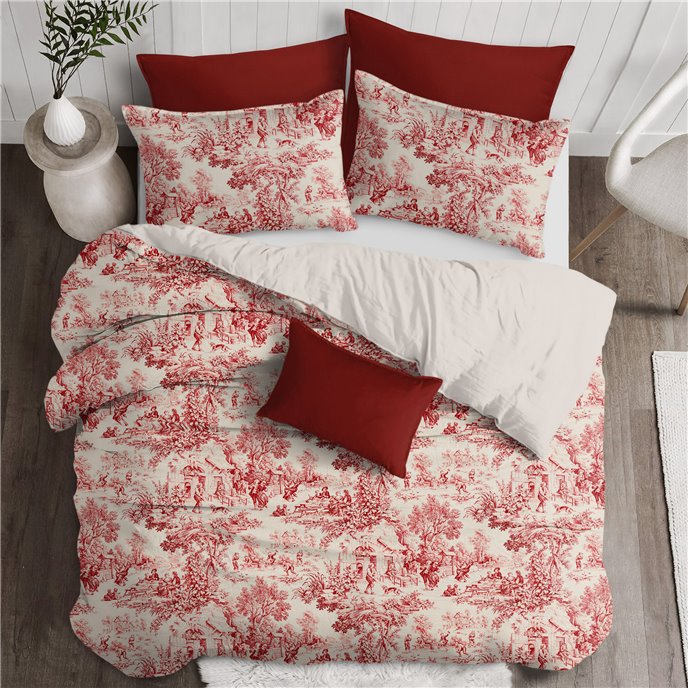 Maison Toile Red Coverlet and Pillow Sham(s) Set Size King