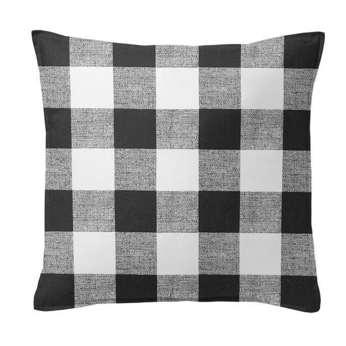 Lumberjack Check White/Black Decorative Pillow - Size 20" Square Thumbnail