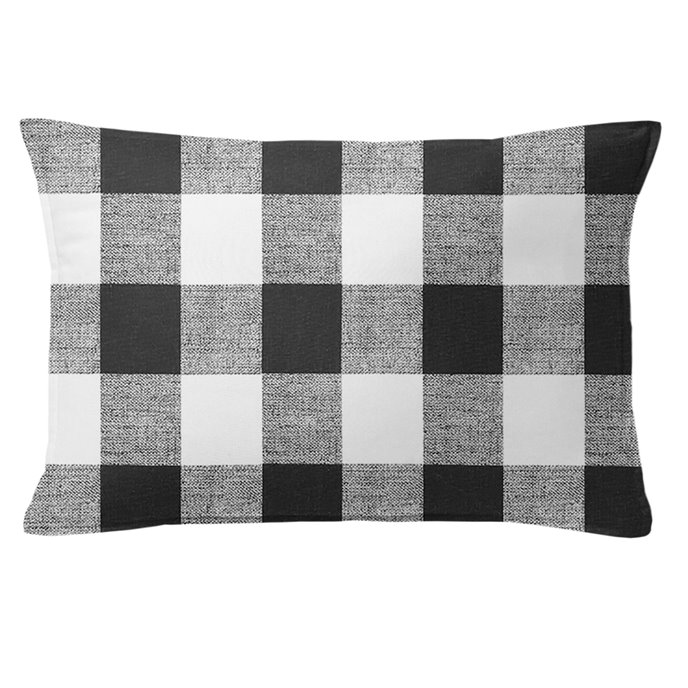 Lumberjack Check White/Black Decorative Pillow - Size 14"x20" Rectangle Thumbnail