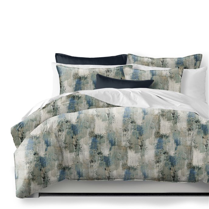 Thiago Linen Dark Denim Blue Duvet Cover and Pillow Sham(s) Set - Size King / California King Thumbnail