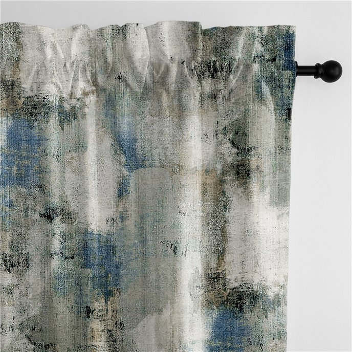 Thiago Linen Dark Denim Blue Pole Top Drapery Panel - Pair - Size 50"x84" Thumbnail