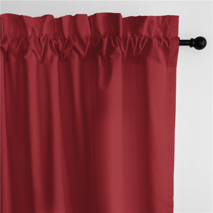 Braxton Red Pole Top Drapery Panel - Pair - Size 50"x144" Thumbnail