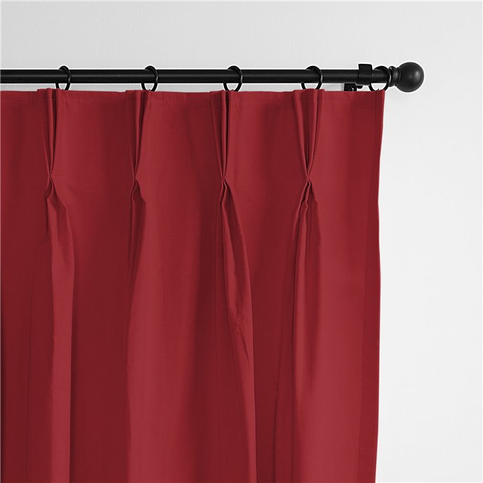 Braxton Red Pinch Pleat Drapery Panel - Pair - Size 20"x84" Thumbnail