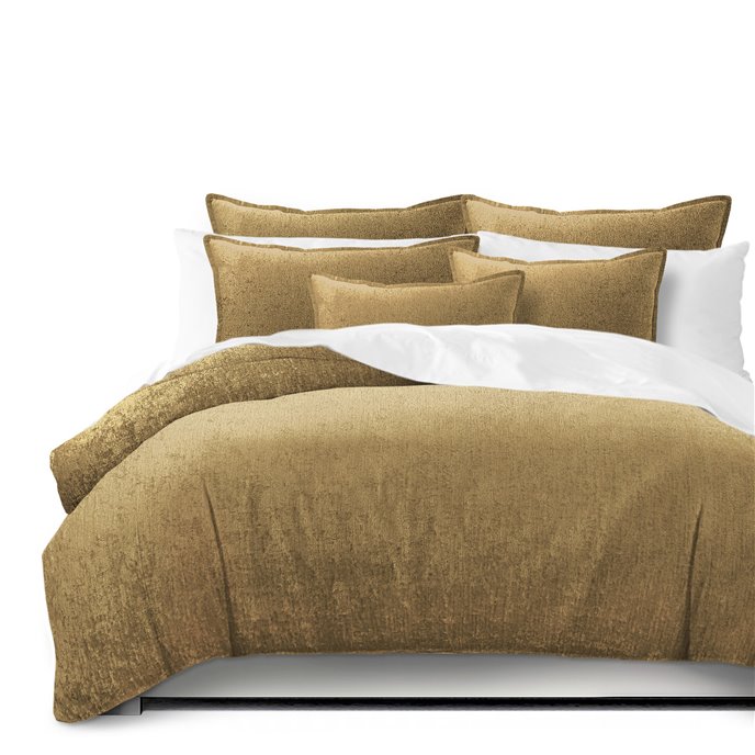 Juno Velvet Gold Duvet Cover and Pillow Sham(s) Set - Size King / California King Thumbnail