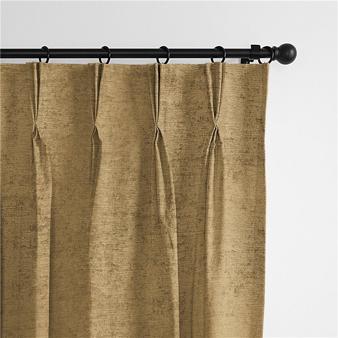 Juno Velvet Gold Pinch Pleat Drapery Panel - Pair - Size 40"x84" Thumbnail