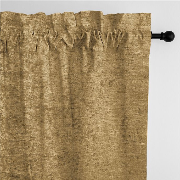 Juno Velvet Gold Pole Top Drapery Panel - Pair - Size 50"x84" Thumbnail