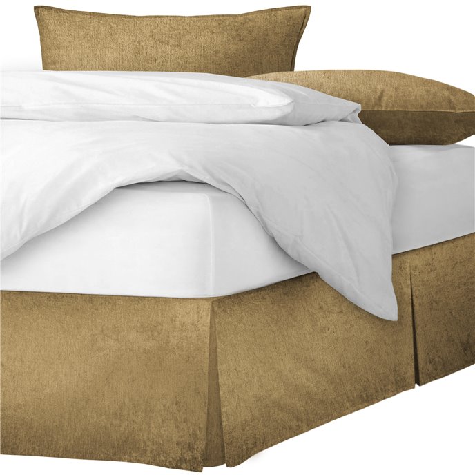 Juno Velvet Gold Platform Bed Skirt - Size Queen 15" Drop Thumbnail