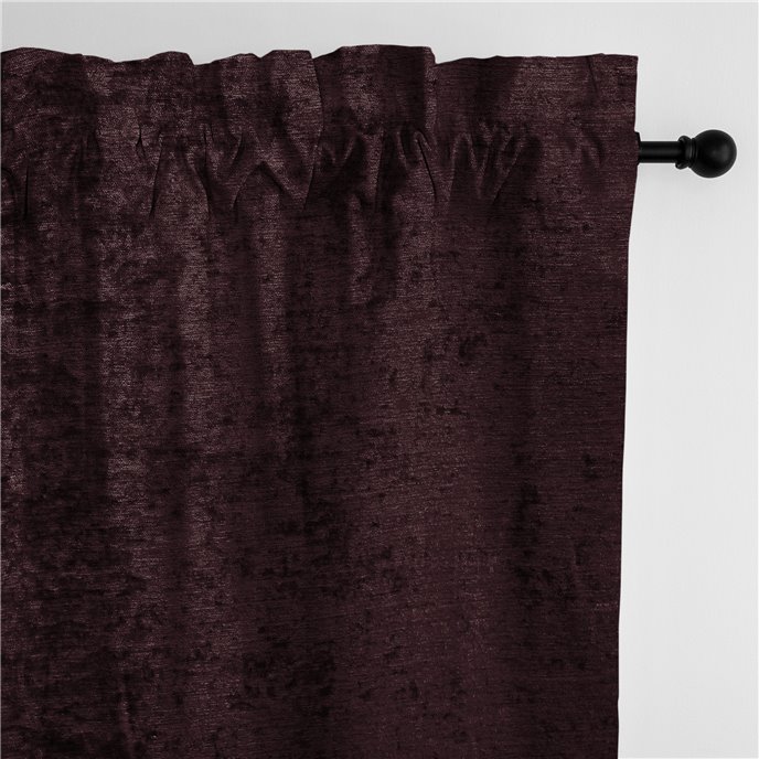 Juno Velvet Bordeaux Pole Top Drapery Panel - Pair - Size 50"x84" Thumbnail