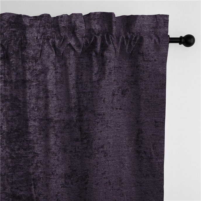 Juno Velvet Eggplant Pole Top Drapery Panel - Pair - Size 50"x144" Thumbnail