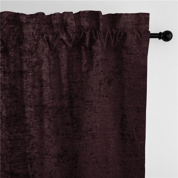 Juno Velvet Bordeaux Pole Top Drapery Panel - Pair - Size 50"x108" Thumbnail