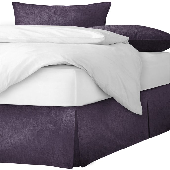 Juno Velvet Eggplant Platform Bed Skirt - Size Full 18" Drop Thumbnail