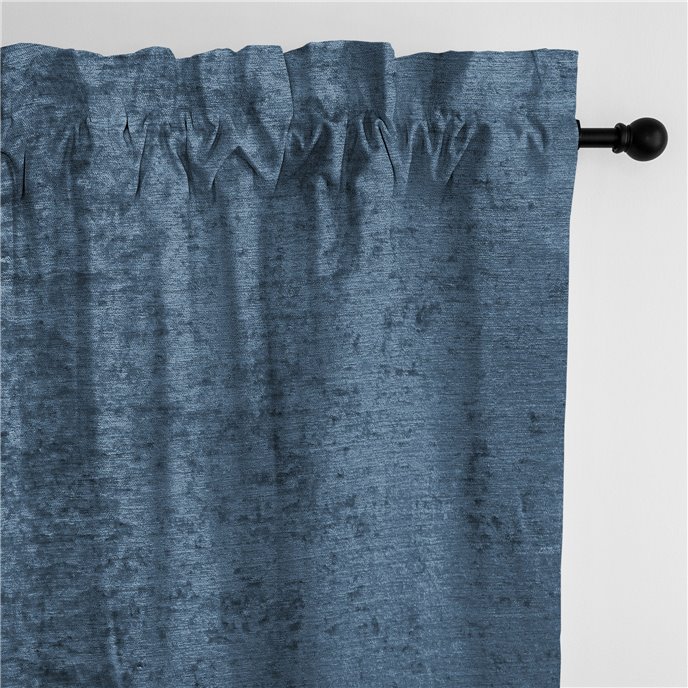 Juno Velvet Bluebell Pole Top Drapery Panel - Pair - Size 50"x84" Thumbnail