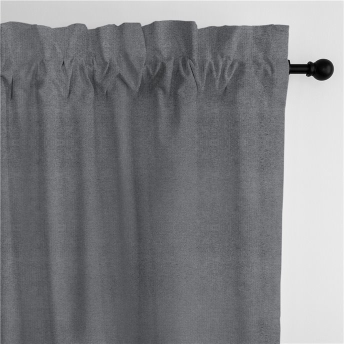 Vanessa Charcoal Pole Top Drapery Panel - Pair - Size 50"x108" Thumbnail