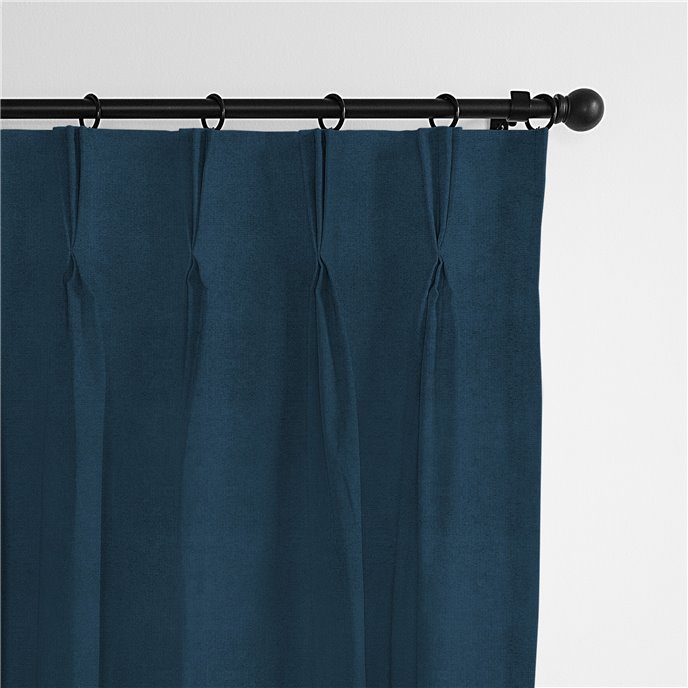 Vanessa Navy Pinch Pleat Drapery Panel - Pair - Size 40"x120" Thumbnail