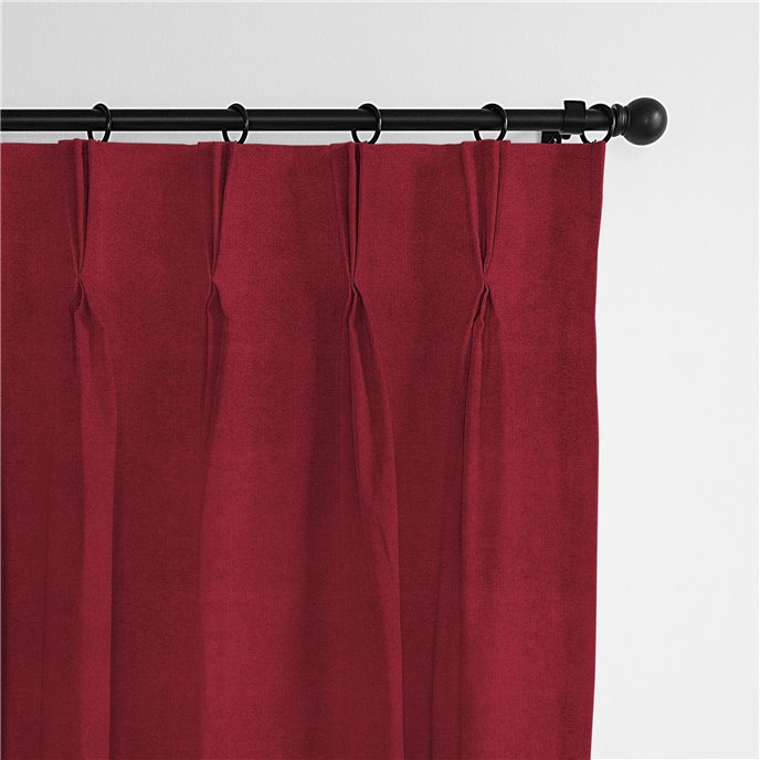 Vanessa Red Pinch Pleat Drapery Panel - Pair - Size 20"x144" Thumbnail