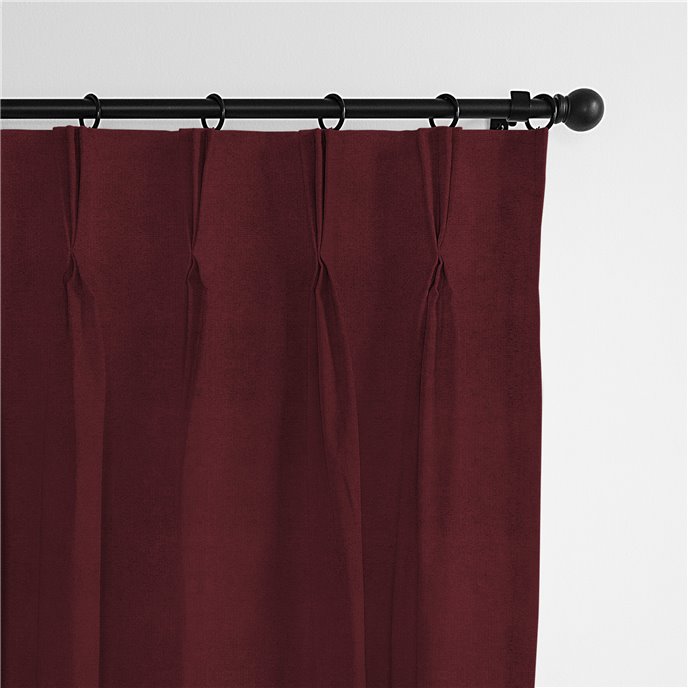 Vanessa Merlot Pinch Pleat Drapery Panel - Pair - Size 20"x144" Thumbnail