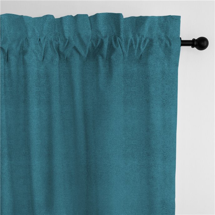 Vanessa Turquoise Pole Top Drapery Panel - Pair - Size 50"x84" Thumbnail