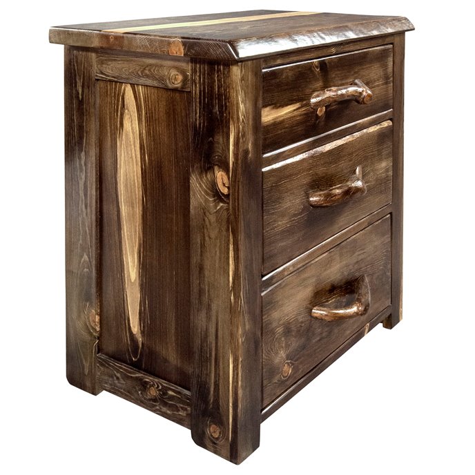 Big Sky Live Edge 3 Drawer Chest of Drawers - Provincial Stain & Clear Lacquer Finish Thumbnail