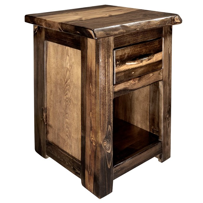 Big Sky Live Edge One Drawer 25" Tall Nightstand - Provincial Stain & Clear Lacquer Finish Thumbnail