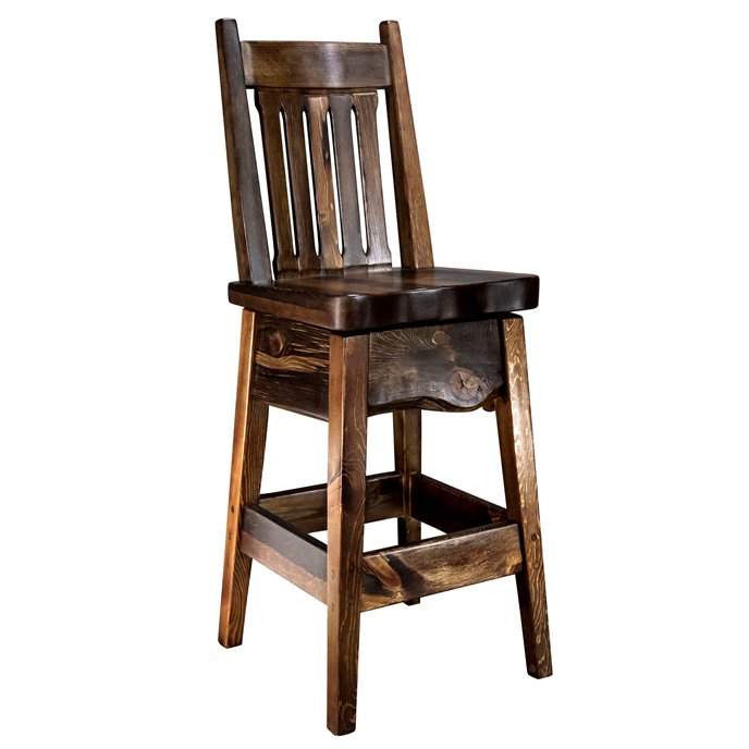 Big Sky 24" Seat Height Barstool w/ Back -  Provincial Stain & Clear Lacquer Finish Thumbnail