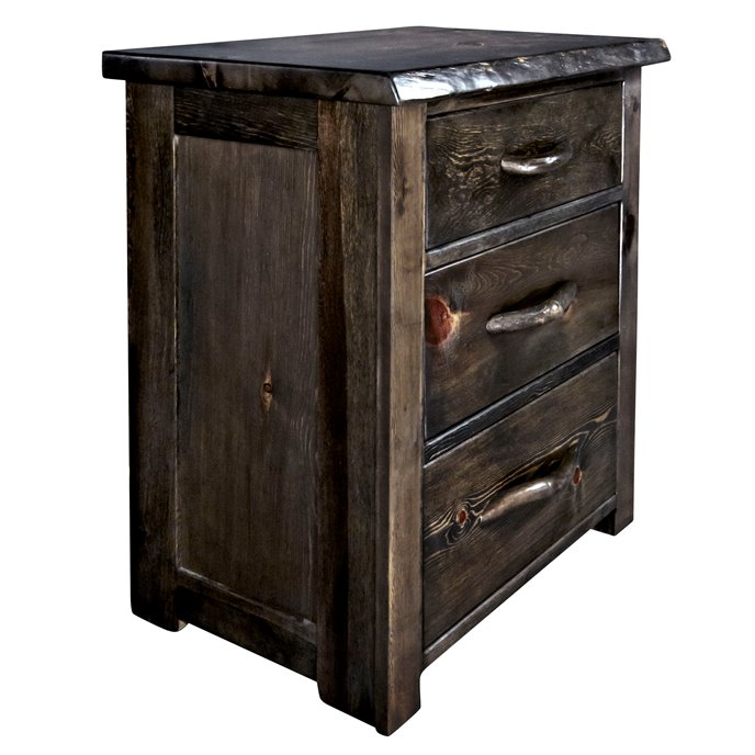 Big Sky Live Edge 3 Drawer Chest of Drawers - Jacobean Stain & Clear Lacquer Finish Thumbnail