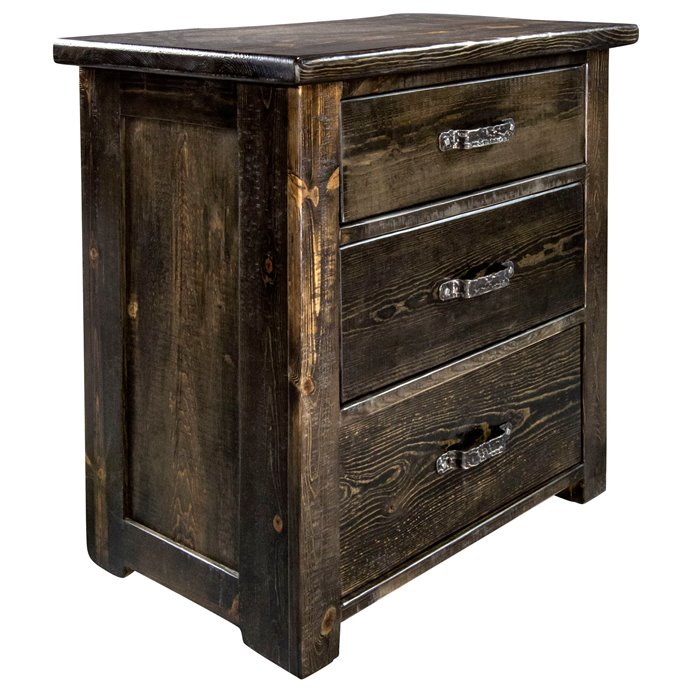 Big Sky Rugged Sawn 3 Drawer Chest of Drawers w/ Forged Accents - Jacobean Stain & Clear Finish Thumbnail