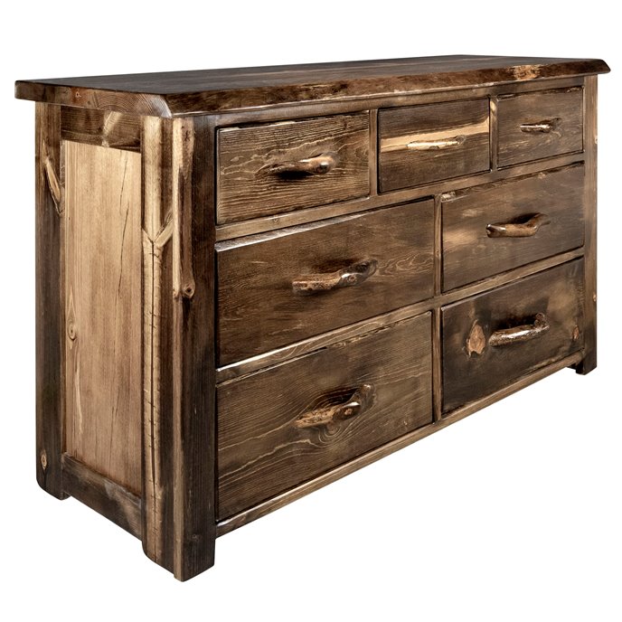 Big Sky Live Edge 7 Drawer Dresser - Provincial Stain & Clear Lacquer Finish Thumbnail