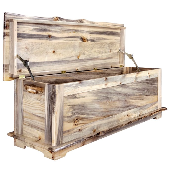 Big Sky Live Edge 5 Foot Blanket Chest - Natural Clear Lacquer Finish Thumbnail