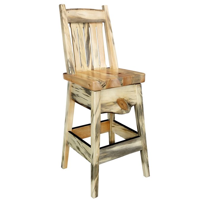 Big Sky 30" Seat Height Barstool w/ Swivel Seat & Back -  Natural Clear Lacquer Finish Thumbnail