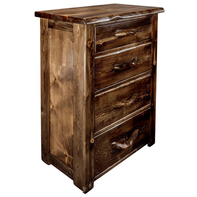 Big Sky Live Edge 4 Drawer Chest of Drawers - Provincial Stain & Clear Lacquer Finish Thumbnail