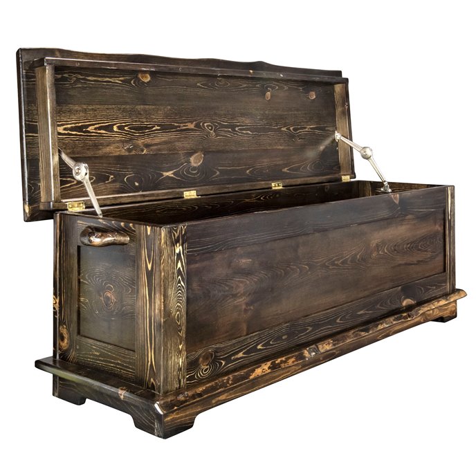 Big Sky Live Edge 6 Foot Blanket Chest - Jacobean Stain & Clear Lacquer Finish Thumbnail