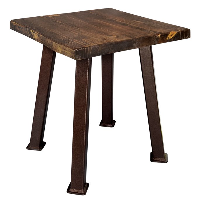 Big Sky Live Edge End Table w/ Copper Creek Series Forged Iron Legs - Provincial Stain & Clear Lacquer Finish Thumbnail