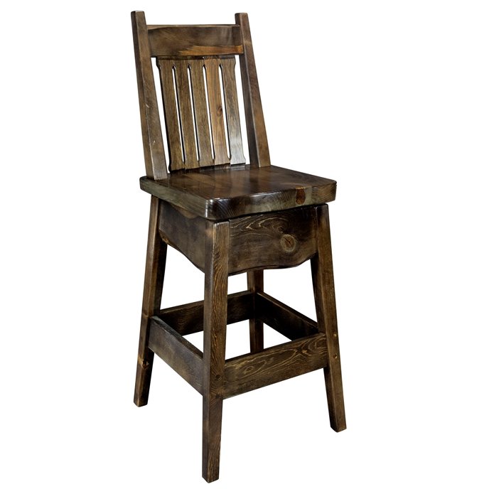 Big Sky 30" Seat Height Barstool w/ Back -  Jacobean Stain & Clear Lacquer Finish Thumbnail