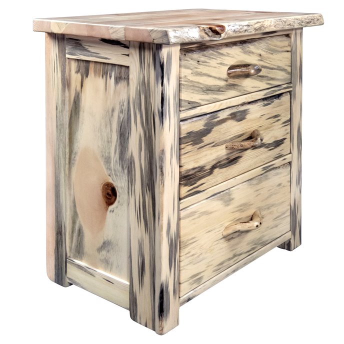 Big Sky Live Edge 3 Drawer Chest of Drawers - Natural Clear Lacquer Finish Thumbnail