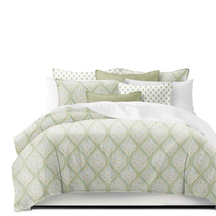 Cressida Green Tea Full/Double Duvet Cover & 2 Shams Set Thumbnail