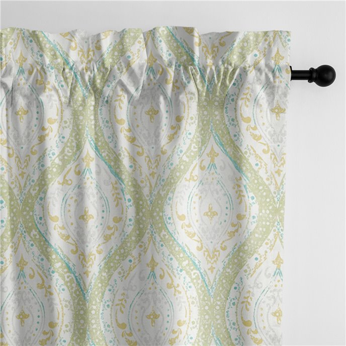 Cressida Green Tea Pole Top Drapery Panel Pair - Size (50" W x 84" L) Thumbnail