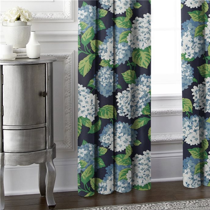 Midnight Garden Navy Pinch Pleat Drapery Single Panel - Size (20" W x 120" L) Thumbnail