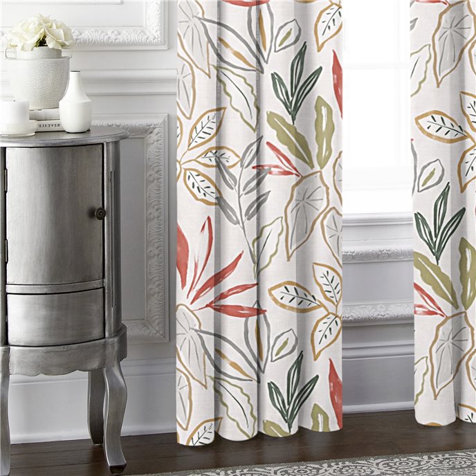 Fall Foliage Beige Pinch Pleat Drapery Single Panel - Size (40" W x 144" L) Thumbnail