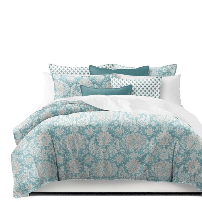 Osha Aqua/Teal Super King Comforter & 2 Shams Set Thumbnail