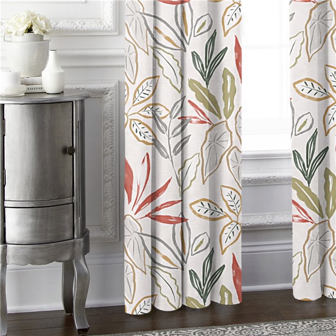 Fall Foliage Beige Pinch Pleat Drapery Panel Pair - Size (40" W x 84" L) Thumbnail