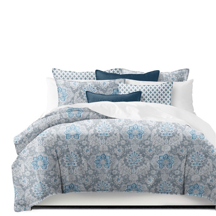 Osha Sky/Gray Super King Coverlet & 2 Shams Set Thumbnail