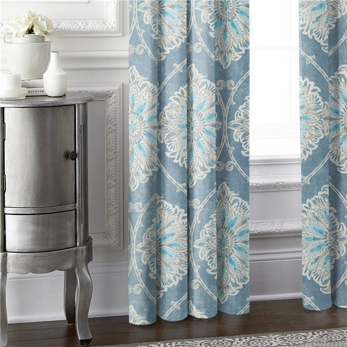 Bellamy Blue Pinch Pleat Drapery Panel Pair - Size (20" W x 132" L) Thumbnail