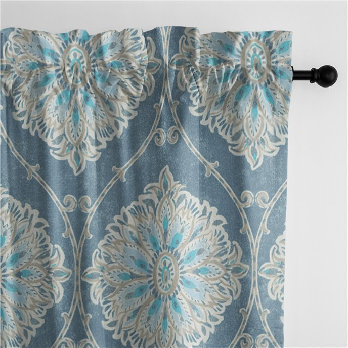 Bellamy Blue Pole Top Drapery Panel Pair - Size (50" W x 96" L) Thumbnail