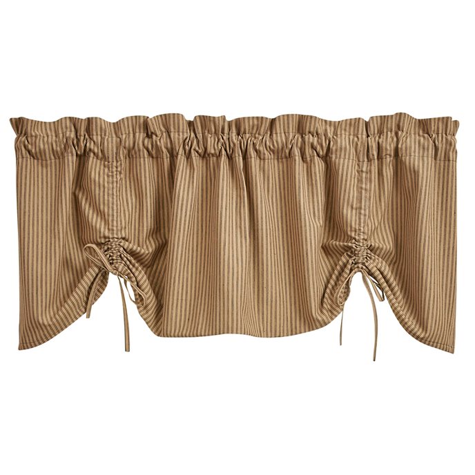 Sturbridge Ticking Lined Farmhouse Valance - Black Thumbnail