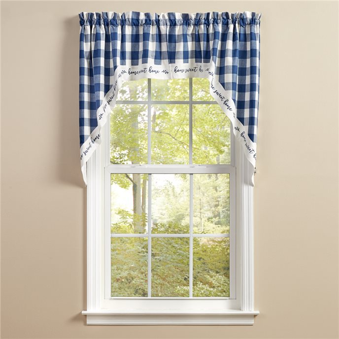 Wicklow Check Home Lined Swags 72X36 China Blue Thumbnail