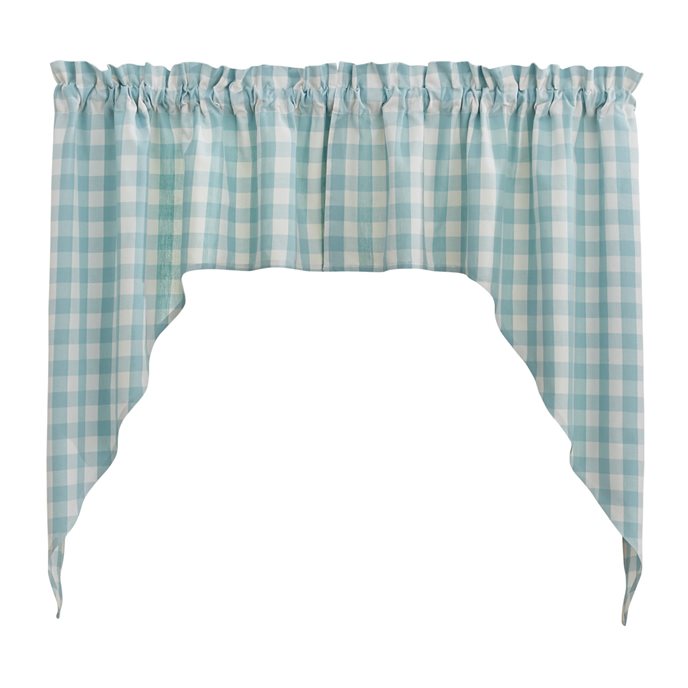 Gingham Check Swags 72X36 Aqua Thumbnail