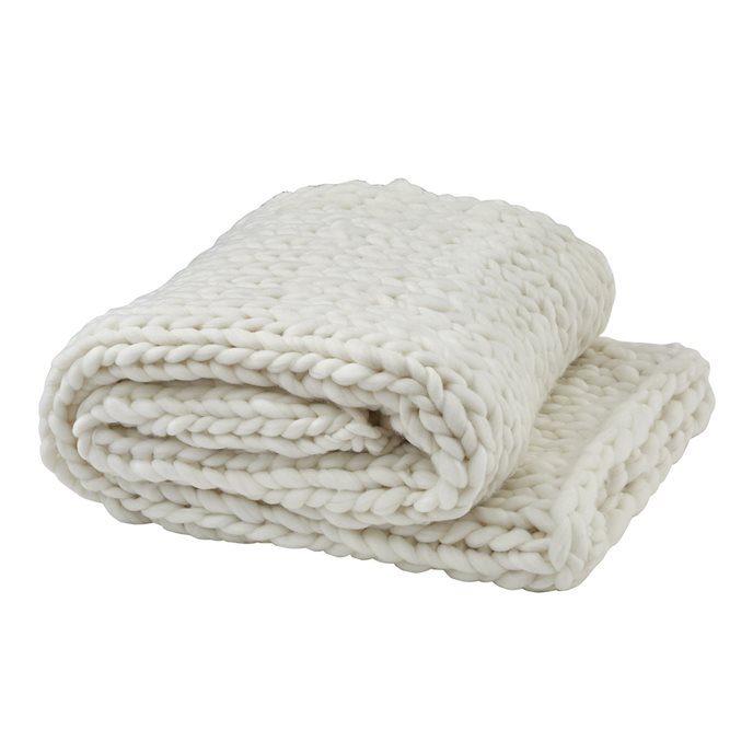 Chunky Knit Throw - White Thumbnail