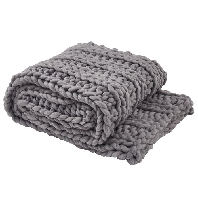 Chunky Ribbed Knit Throw - Sharkskin Thumbnail