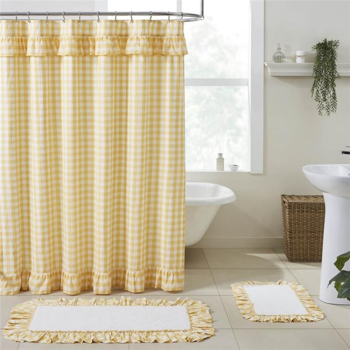 Annie Buffalo Yellow Check Ruffled Shower Curtain 72x72 Thumbnail