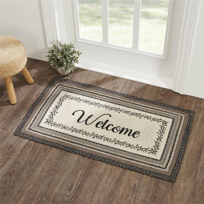 Floral Vine Jute Rug Rect Welcome w/ Pad 27x48 Thumbnail